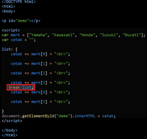 Cara Menggunakan Fungsi Break Pada Javascript