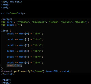 Cara Menggunakan Fungsi Break Pada Javascript