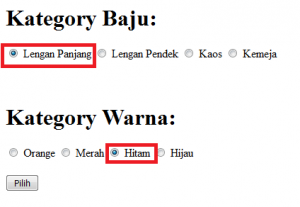Menggunakan Radio Button Selection Dengan Jquery
