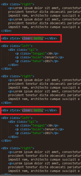 Cara implementasi clear both Pada Layout