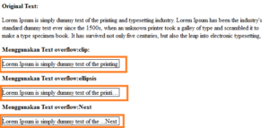 Cara menggunakan text-overflow pada css 3
