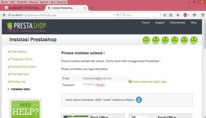 Selesai Install Prestashop