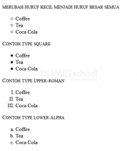 Cara Menggunakan Font-variant dan List-style-type Dengan CSS