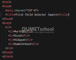 Cara Penggunaan first-child Selector Pada Jquery