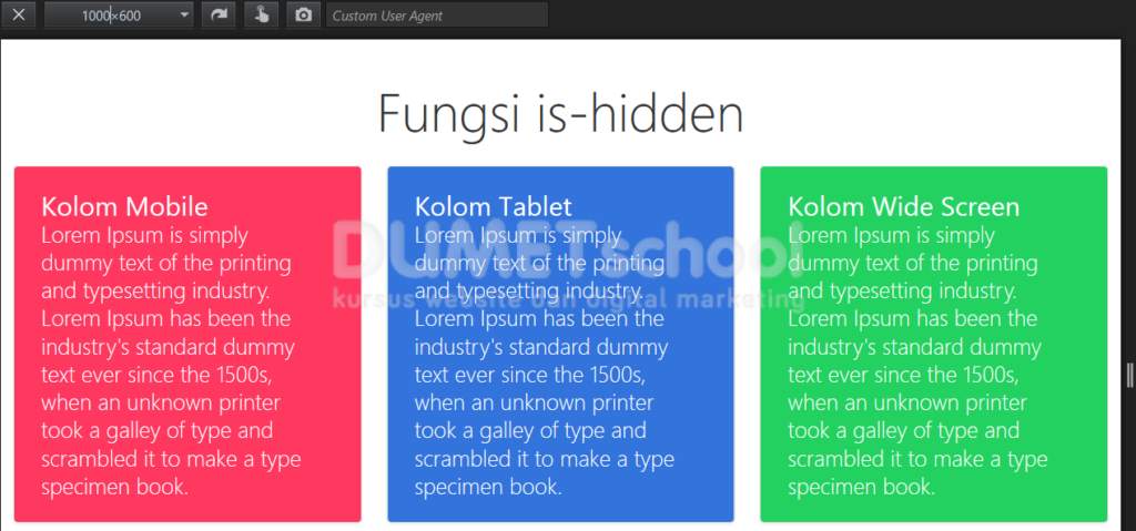Fungsi hidden pada Bulma Framework