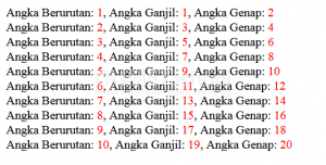 Cara Membuat looping Angka Ganjil, Genap, dan Berurutan dengan javascript