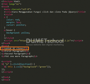 Cara Menggunakan Fungsi click dan clone Pada jQuery