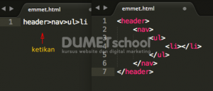cara menggunakan child element di emmet sublime text