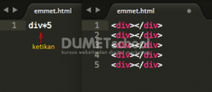 cara menggunakan div di emmet sublime text