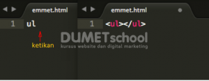 cara menggunakan ul di emmet sublime text
