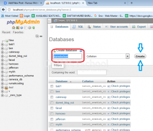 cara membuat database dengan XAMPP