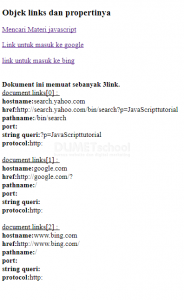 Objek Links dari Javascript