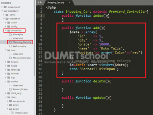 Cara Menggunakan Library Shopping Cart Pada CodeIgniter Part 1