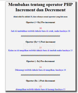 membahas tentang operator PHP Increment dan Decrement