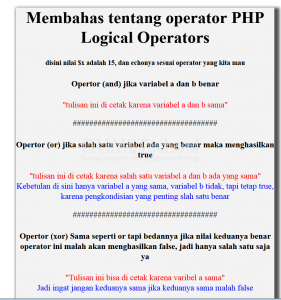 membahas tentang operator PHP logical operators