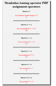 Membahas tentang operator PHP assignment operators