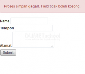 Membuat Alert Failed Jika Field Kosong Saat Proses Simpan