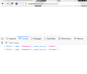 menampilkan to do list jquery ajax pada console