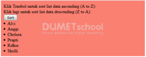 Membuat Sort Pada List Data Menggunakan Javascript