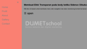 Membuat Efek Transparan Pada Body Ketika Sidenav Dibuka