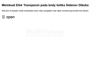 Membuat Efek Transparan Pada Body Ketika Sidenav Dibuka