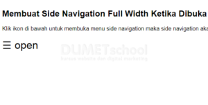 Membuat Side Navigation Full Width Ketika Dibuka
