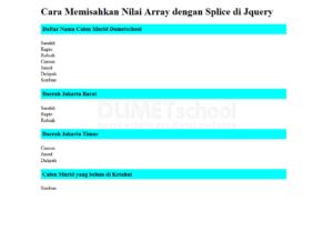 cara memisahkan nilai array dengan splice di jquery