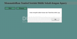 cara menonaktifkan tombol setelah diklik Sekali dengan Jquery