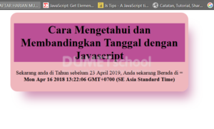 cara mengetahui dan membandingkan tanggal dengan javascript