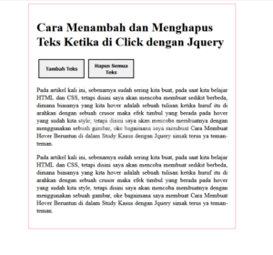 cara menambah dan menghapus teks ketika di click dengan jquery