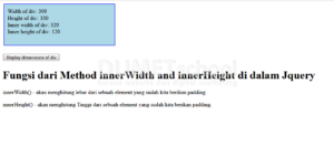 Fungsi dari Method innerWidth and innerHeight di dalam Jquery