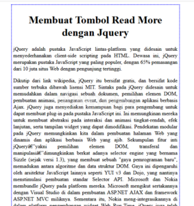 Membuat Tombol Read More dengan Jquery