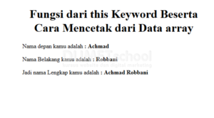fungsi dari this keyword beserta cara mencetak dari data array