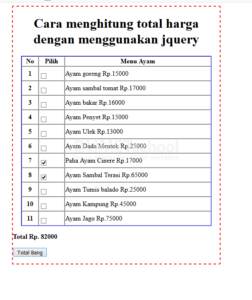 Cara menghitung total harga dengan menggunakan jquery