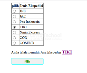 cara menampilkan value yang ada di radio button dengan javascript