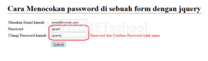 cara mencocokan password di sebuah form dengan jquery