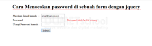 cara mencocokan password di sebuah form dengan jquery