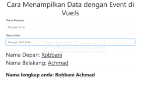 cara menampilkan data dengan event di VueJS