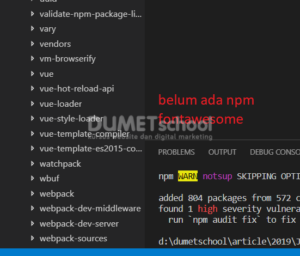 cara menginstall NPM fontawesome di vuejs