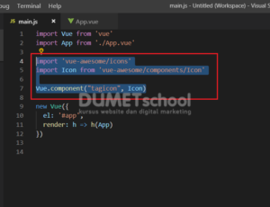 cara menginstall NPM fontawesome di vuejs