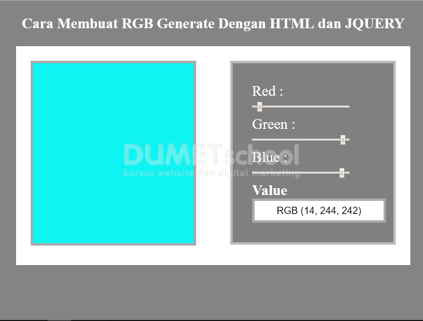 Cara Membuat RGB Generate Dengan HTML CSS dan JQuery