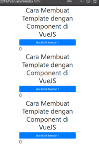 cara membuat template dengan component di VueJS