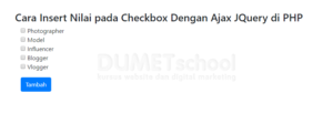 Cara Insert Nilai pada Checkbox Dengan Ajax JQuery di PHP