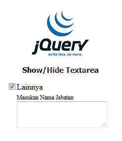 Cara Membuat Show Hide Textarea Untuk Checkbox Jquery