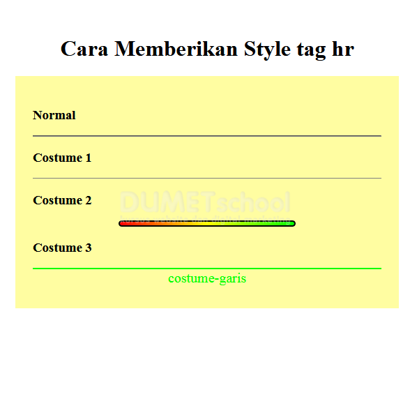Cara Membuat Costume tag hr HTML