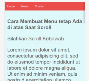 Cara Membuat Menu Fixed Top Saat Scroll Down