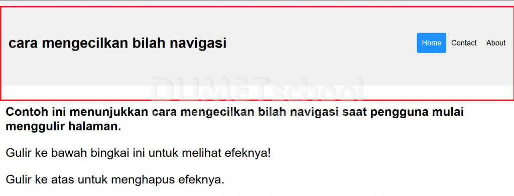 cara mengecilkan bilah navigasi saat scroll kebawah