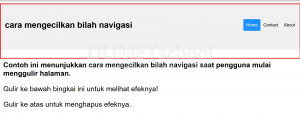 cara mengecilkan bilah navigasi saat scroll kebawah
