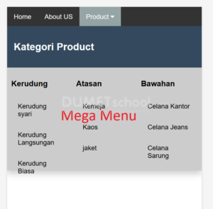 cara membuat mega menu HTML CSS