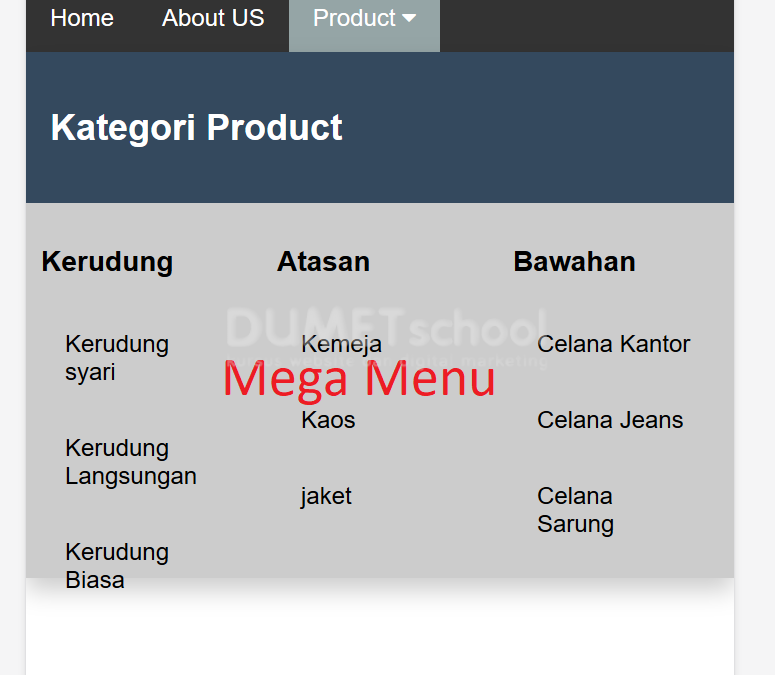 Cara Membuat Mega Menu HTML CSS